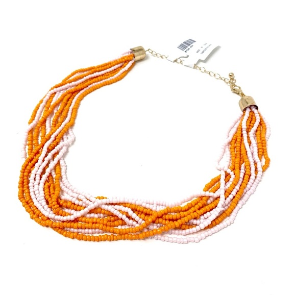 NWT Free People Santa Fe Beaded Choker Orange Pink Necklace - Picture 9 of 9